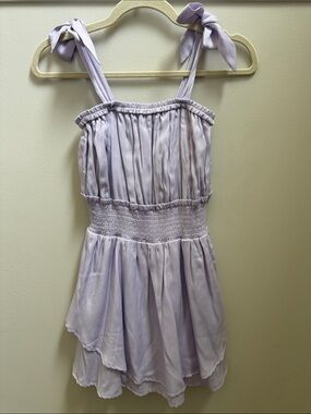 NWOT Aqua Girls Lilac Tie-Shoulder Smocked Waist Buttery Soft Sundress Sz 10/12